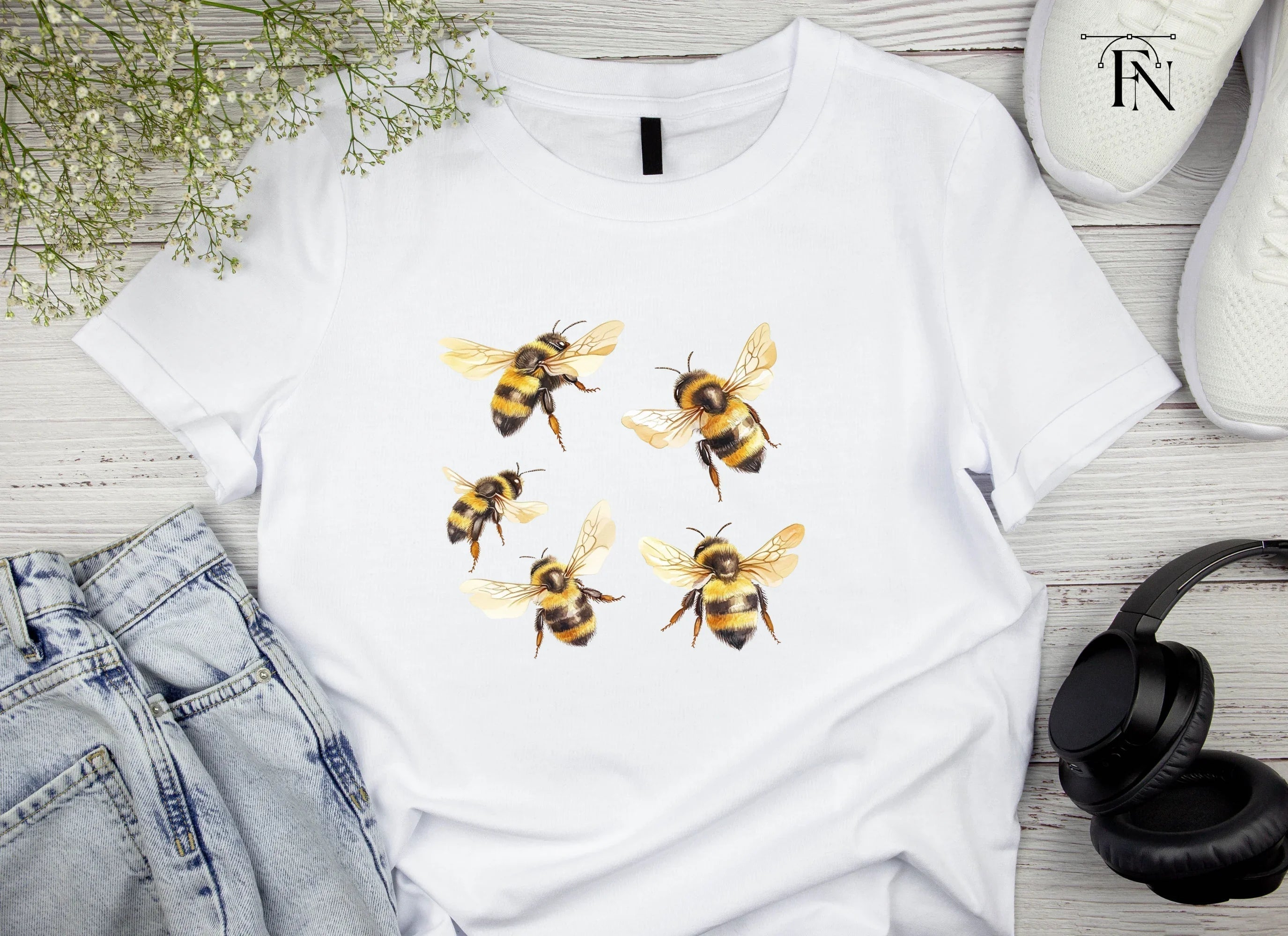 Flying Bumblebee Illustrations Clipart Bundle
