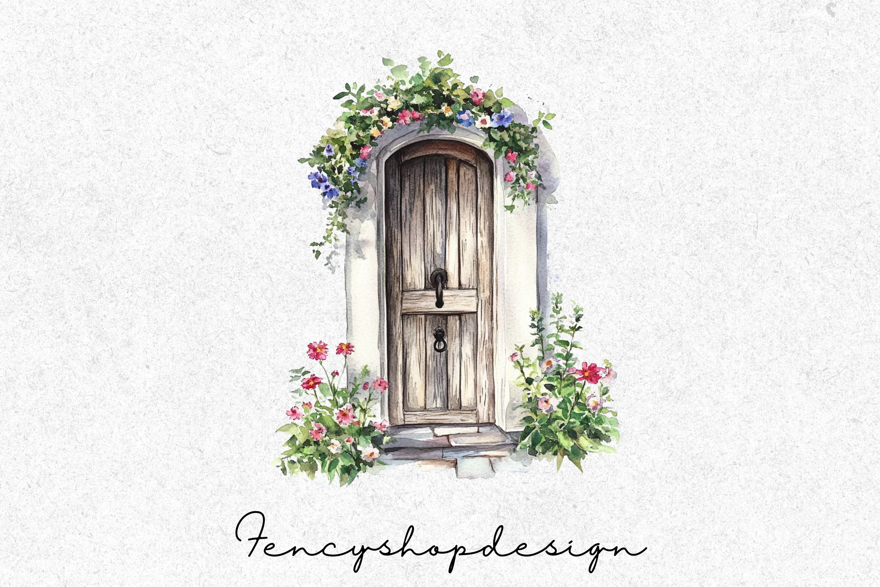 Whimsical Floral Door Clipart Bundle