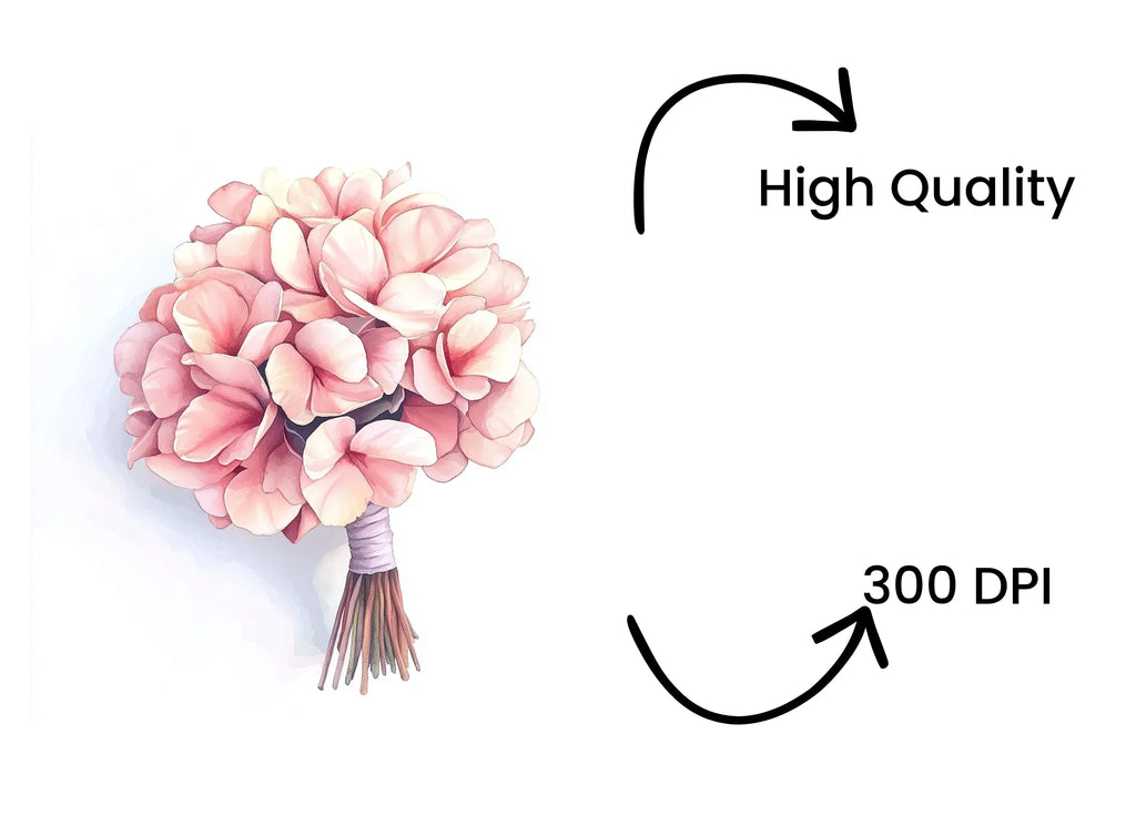 Pink Floral Bouquet Clipart Bundle