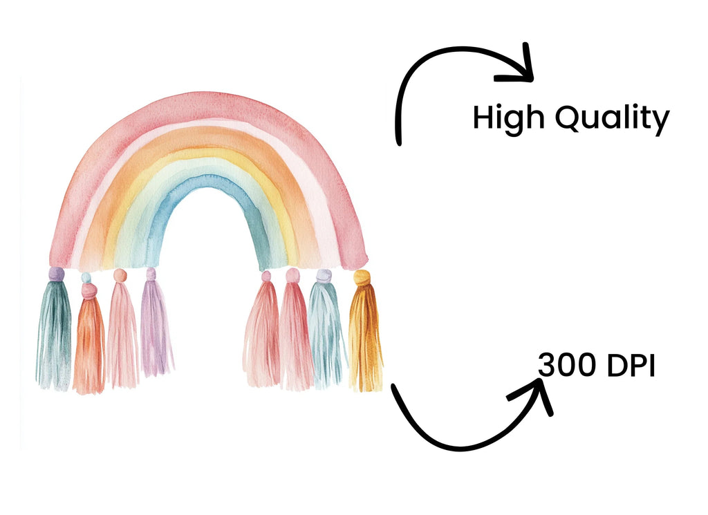 Boho Rainbow Tassels Clipart Bundle