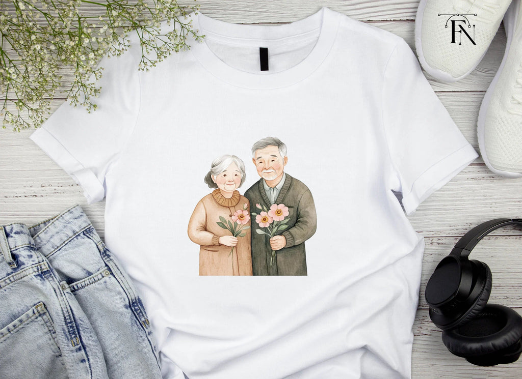 Senior Couples Holding Flowers Clipart Bundle