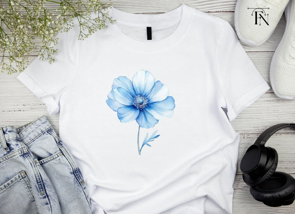 Blue Anemone Flower Clipart Bundle