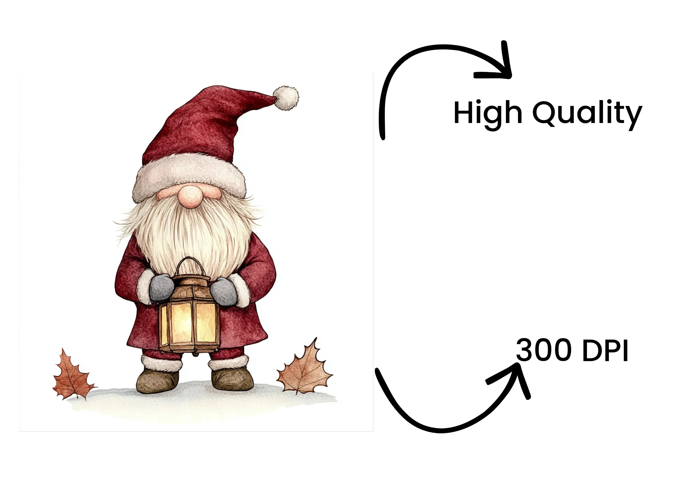 Christmas Gnome with Lanterns Clipart Bundle