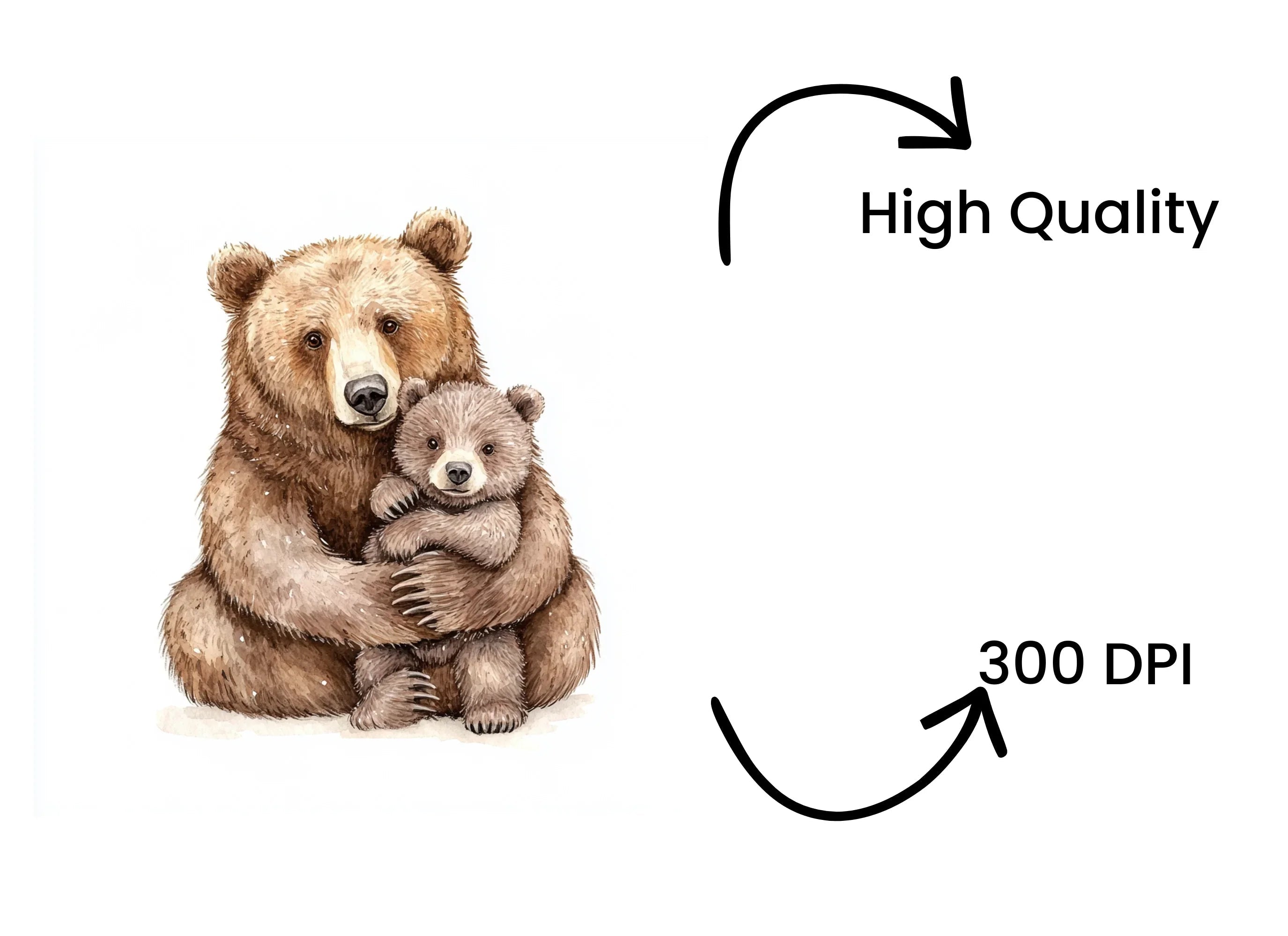 Cute Mama Bear and Cub Clipart Bundle