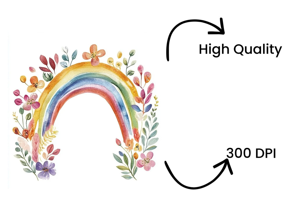 Rainbow Floral Clipart Bundle
