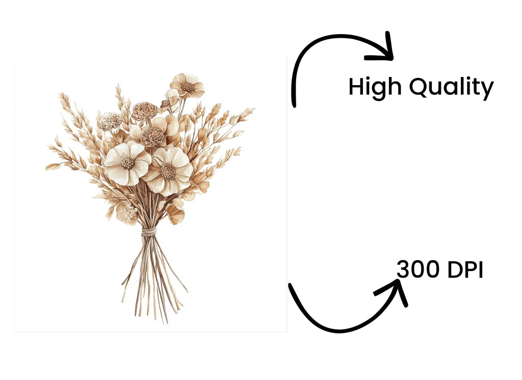 Dried Flower Bouquet Clipart Bundle