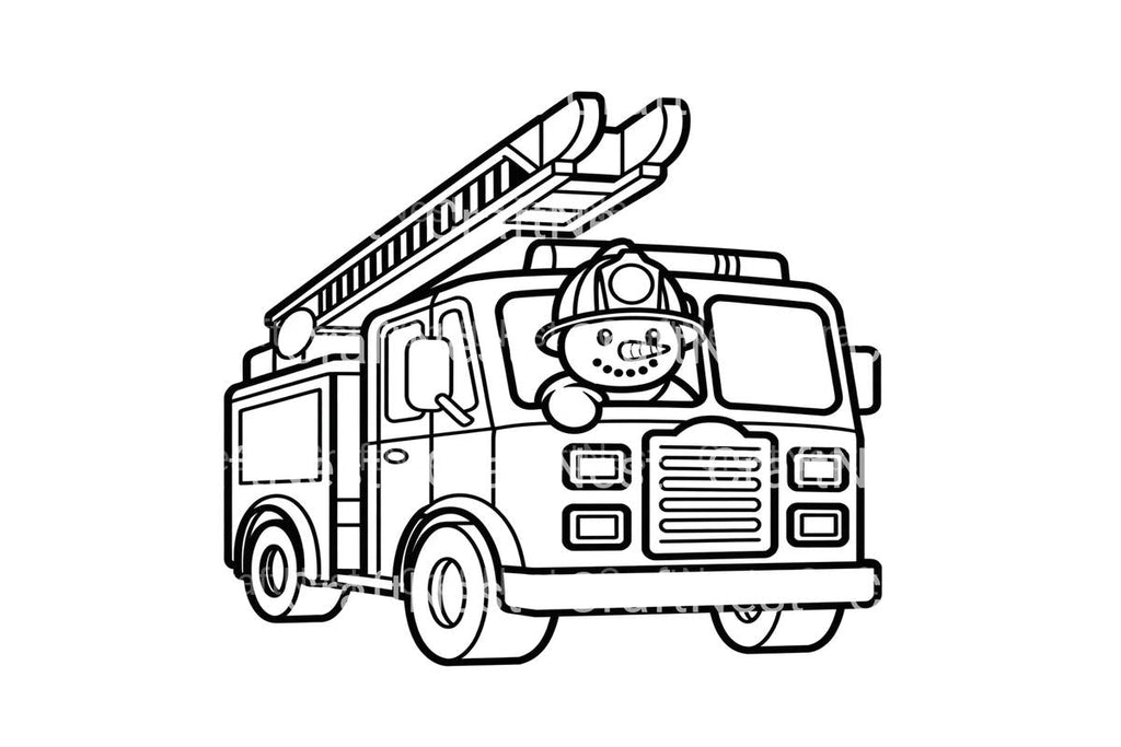 Cute Fire Truck and Snowman Driver Coloring Books