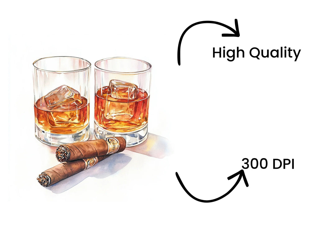 Whiskey and Cigar Clipart Bundle