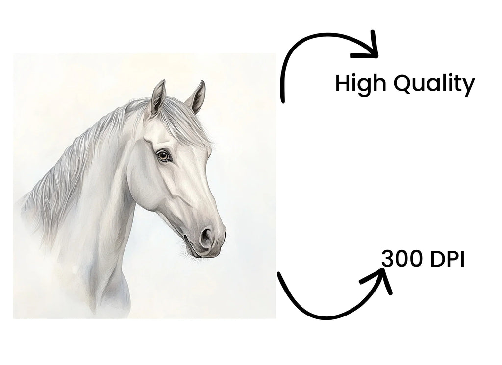 Beautiful White Horse Head Clipart Bundle