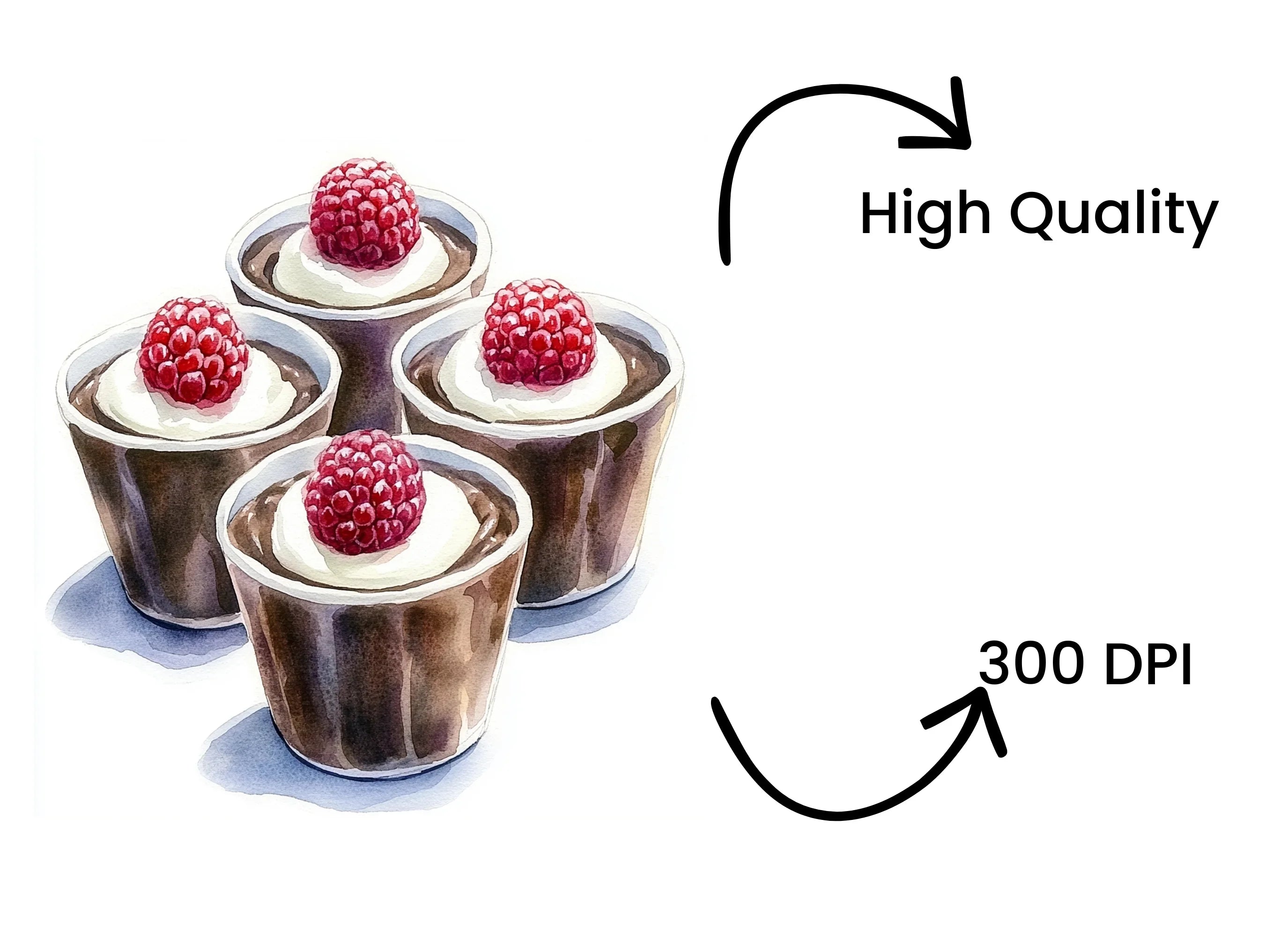 Chocolate Raspberry Dessert Clipart Bundle