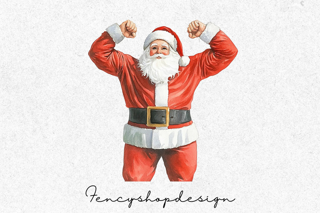 Strong Santa Christmas Holiday Clipart Bundle