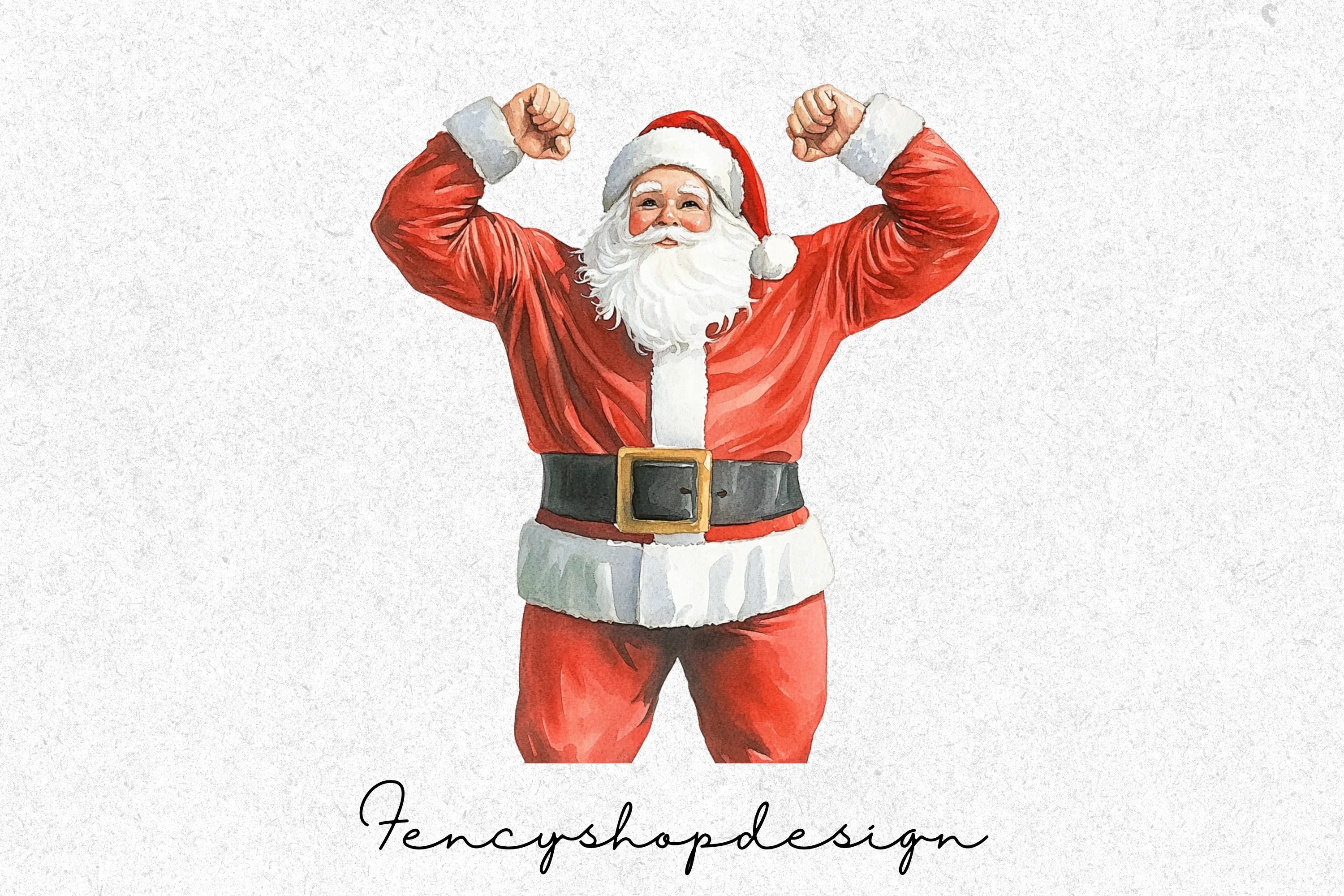 Strong Santa Christmas Holiday Clipart Bundle