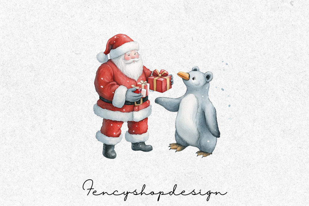 Santa and Reindeer Christmas Clipart Bundle