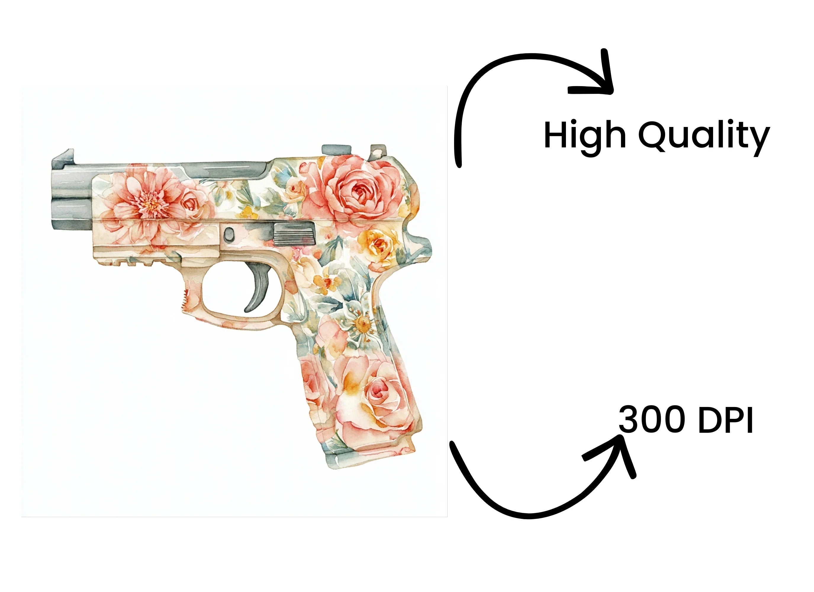Floral Handguns Clipart Bundle