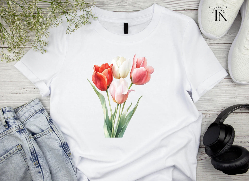 Elegant Pink and Red Tulip Clipart Bundle