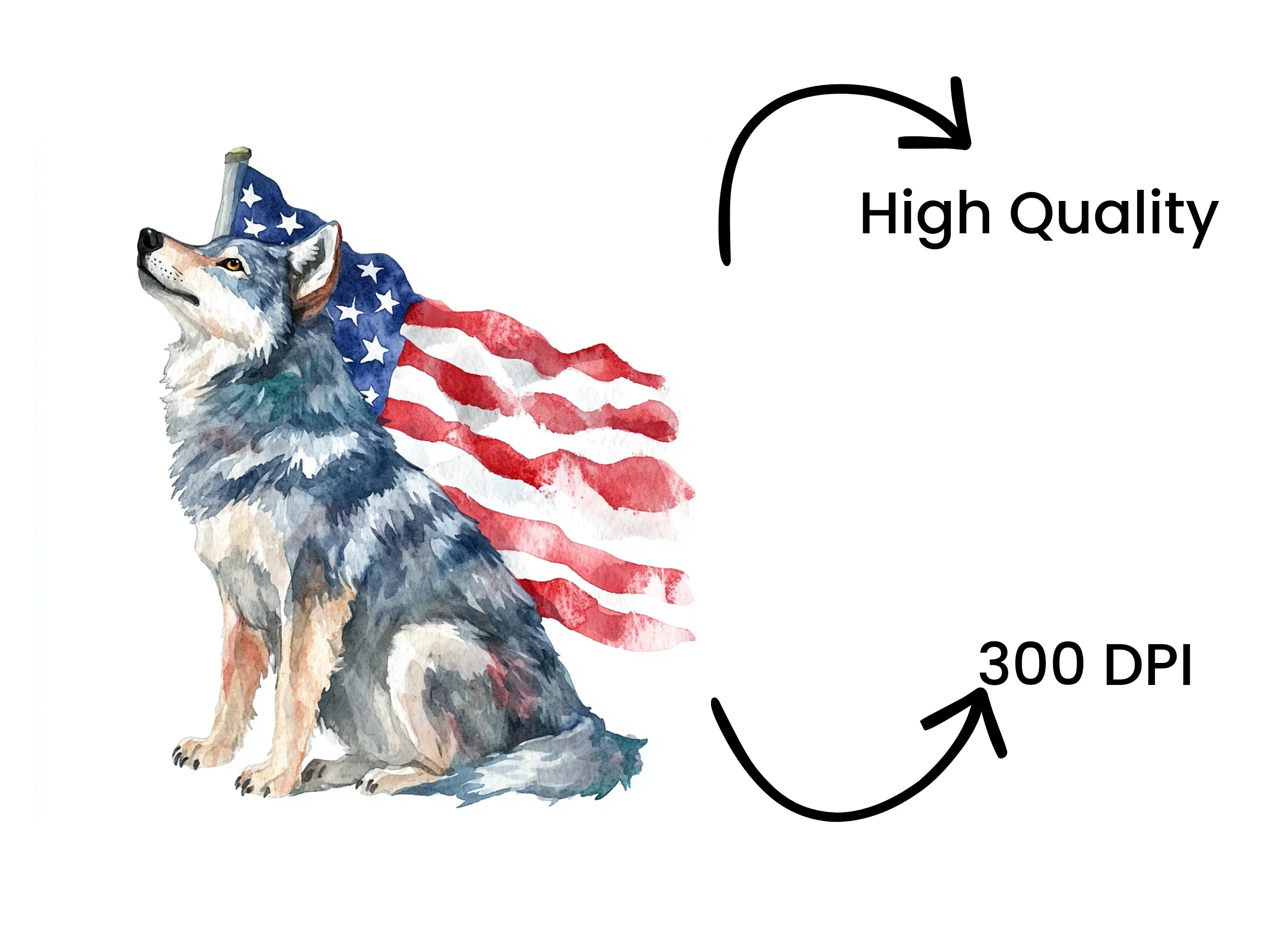 Patriotic Wolf Clipart Bundle