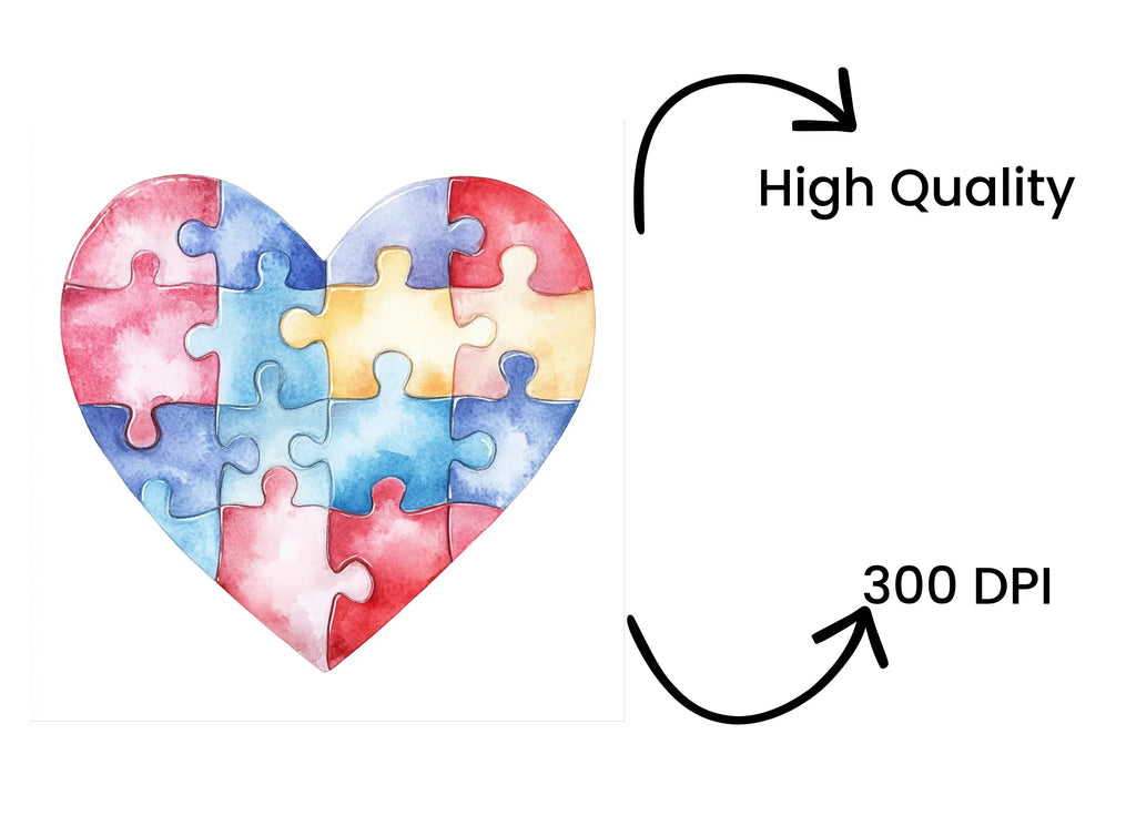 Autism Puzzle Heart Clipart Bundle