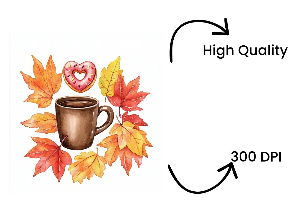 Autumn Leaves Donut Coffee Clipart Bundle