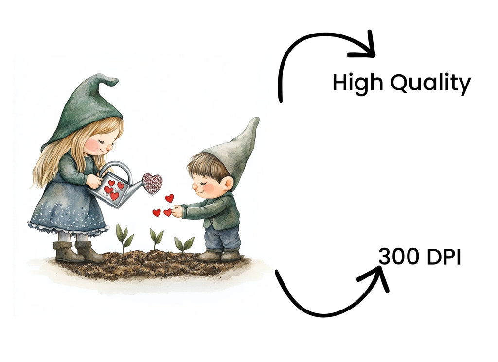 Kids Gardening with Hearts Clipart Bundle