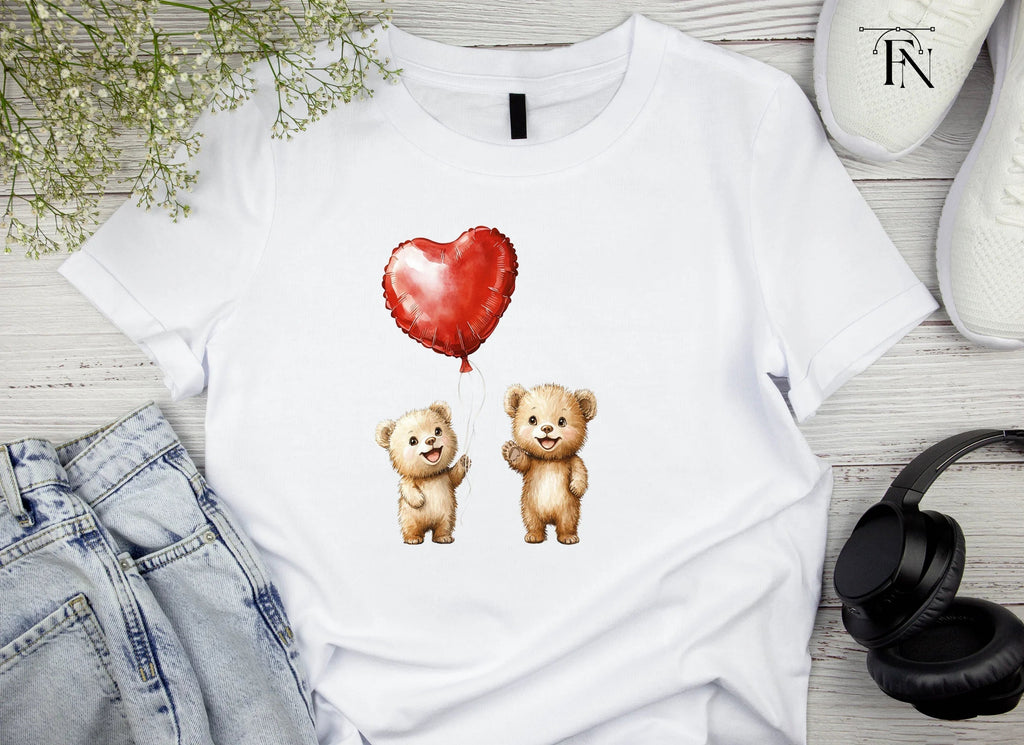Cute Teddy Bears with Heart Balloons Clipart Bundle