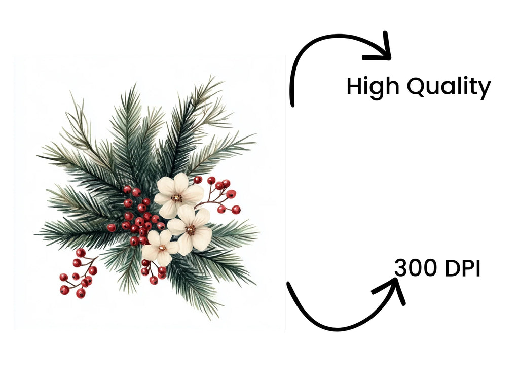 Festive Winter Botanical Clipart Bundle