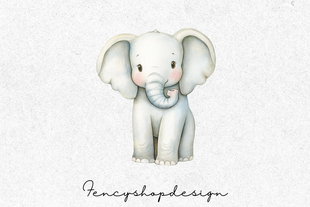 Cute Baby Elephant Clipart Bundle