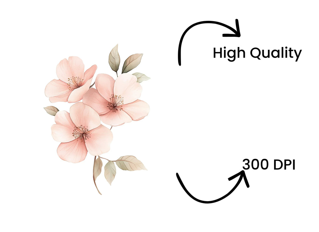 Soft Pink Floral Clipart Bundle