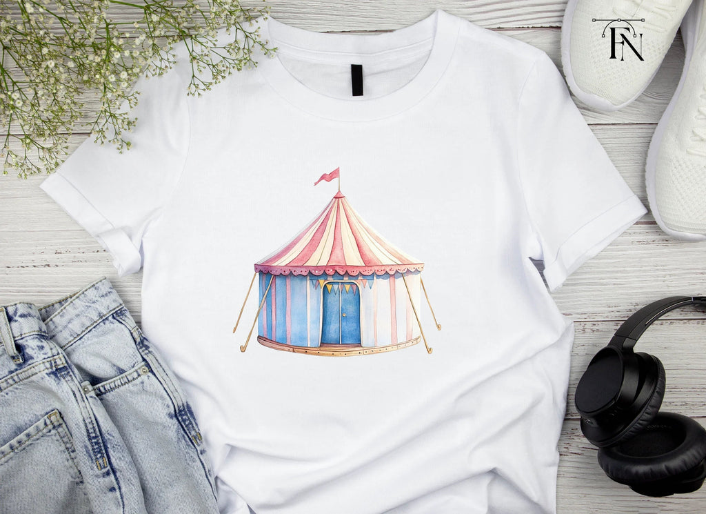 Blue and Pink Circus Tent Clipart Bundle