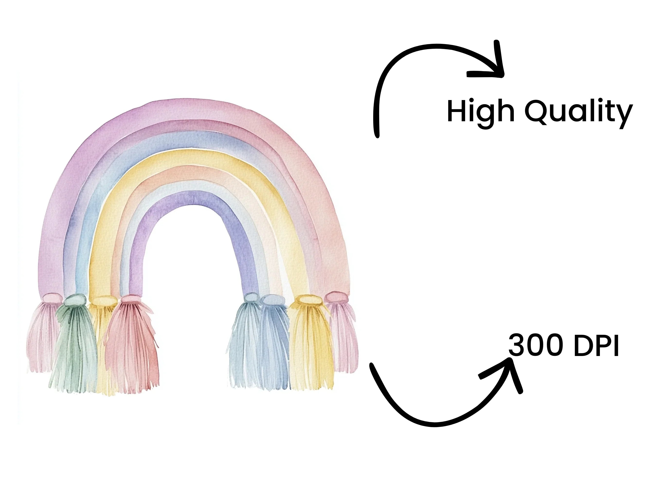 Pastel Rainbow Tassels Clipart Bundle