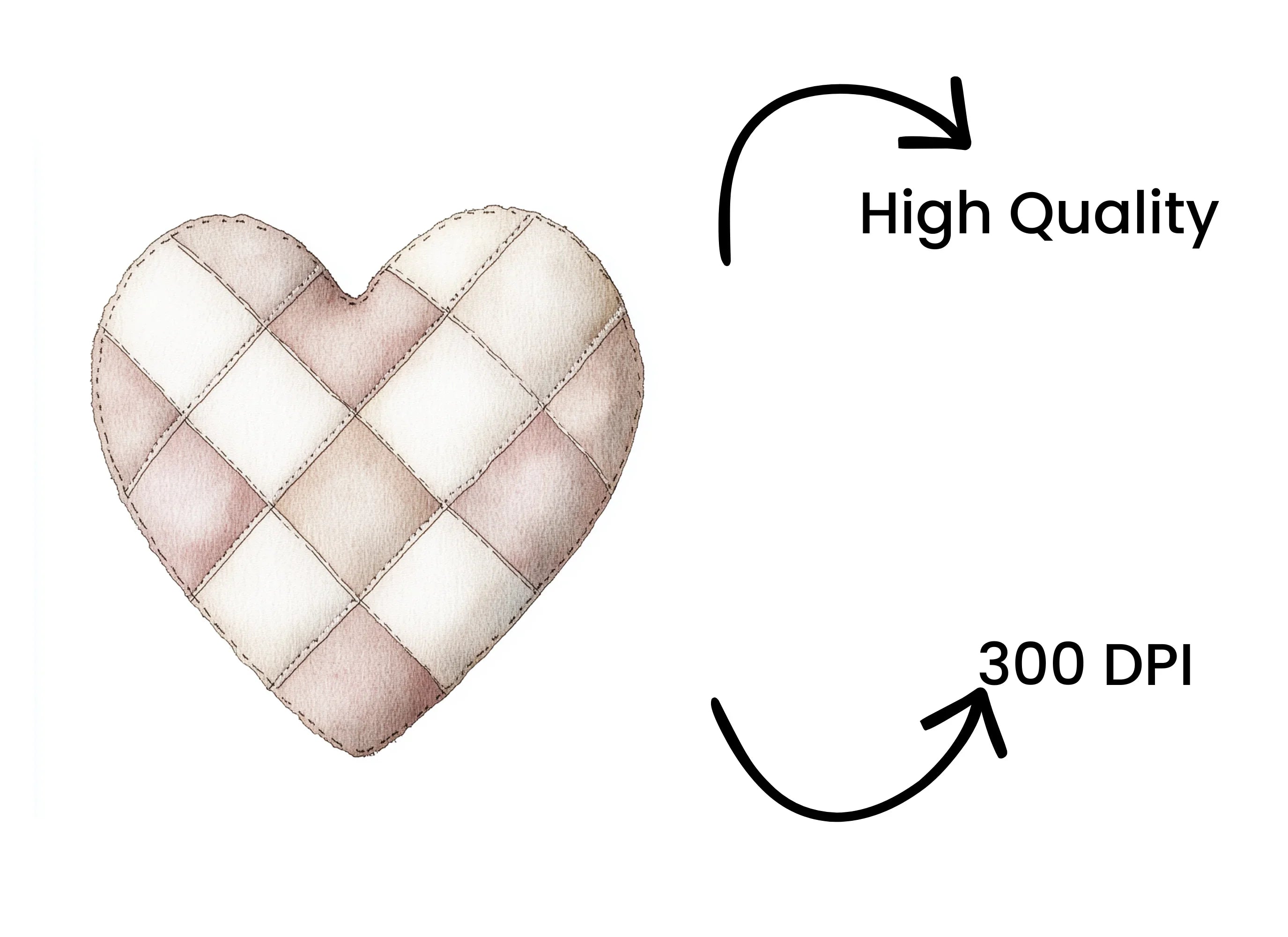 Quilted Hearts Clipart Bundle