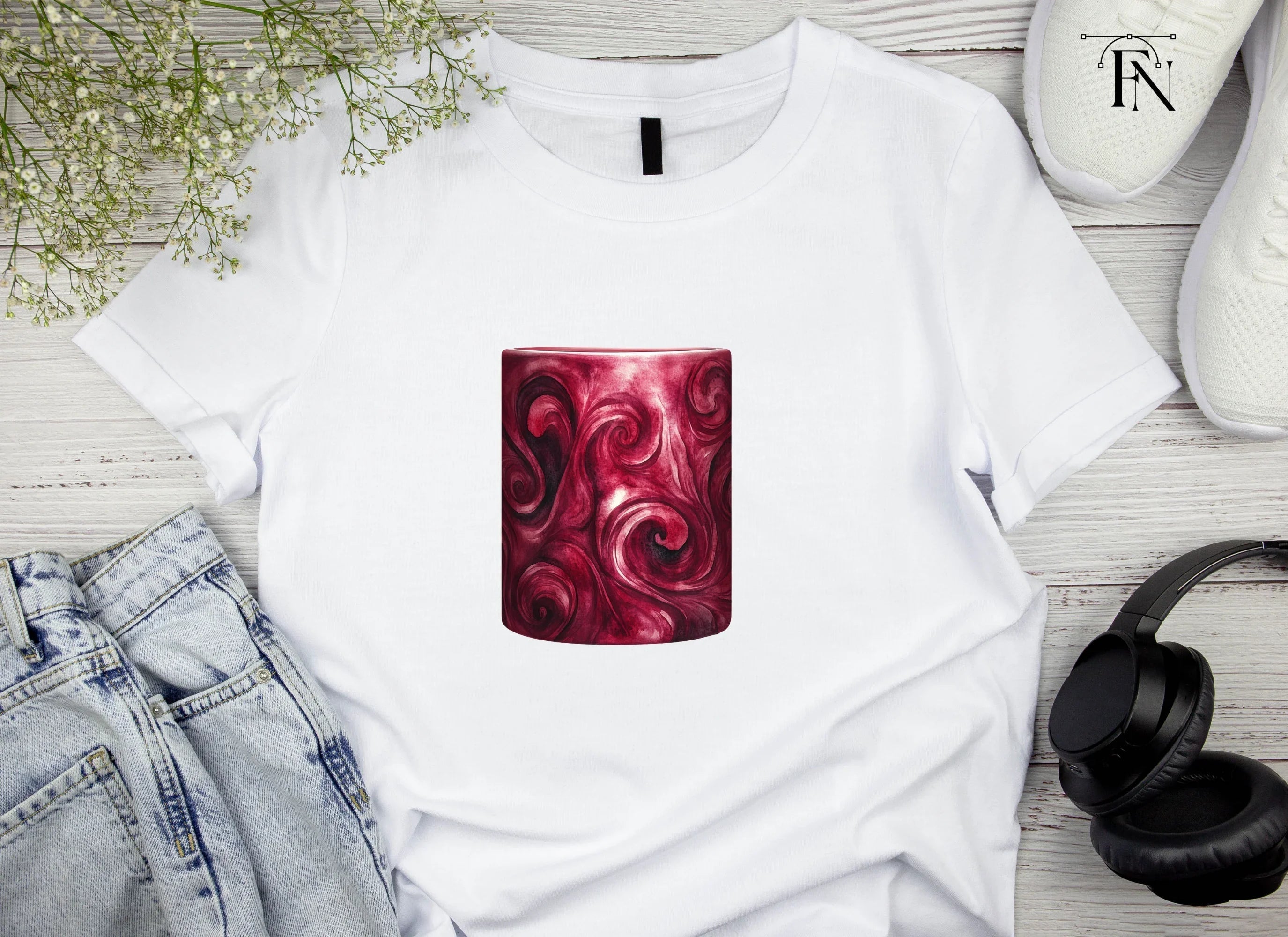 Deep Red Swirls Clipart Bundle