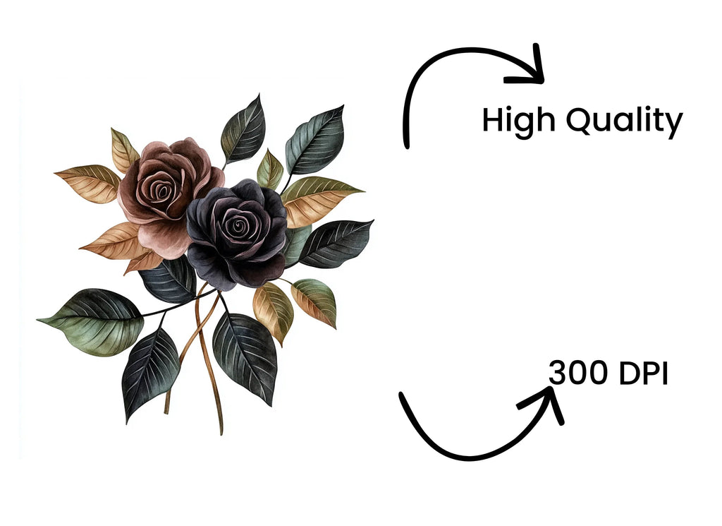 Dark Romantic Rose Bouquets Clipart Bundle