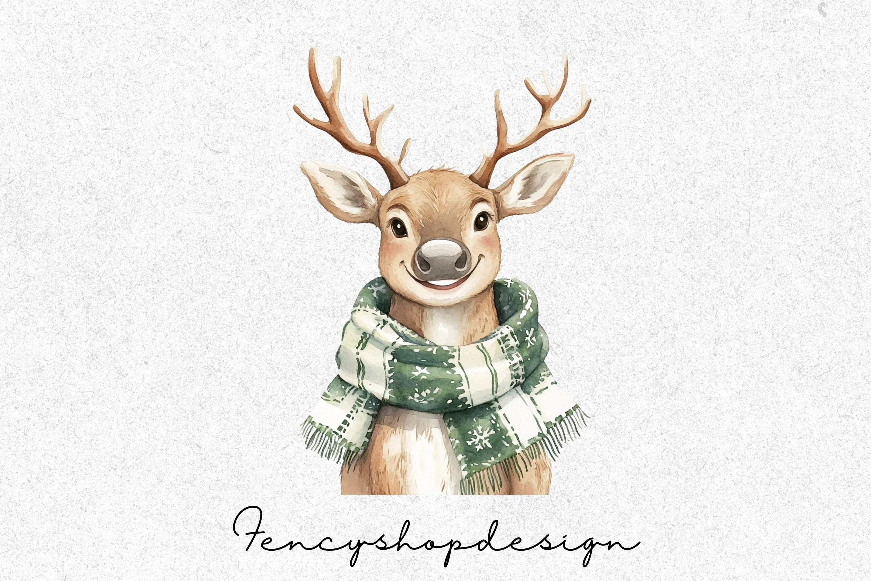 Cute Christmas Deer Clipart Bundle