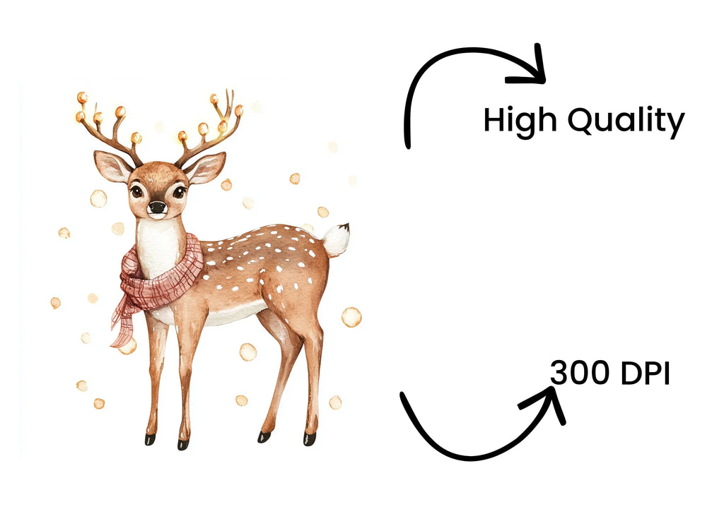 Cute Christmas Deer Clipart Bundle