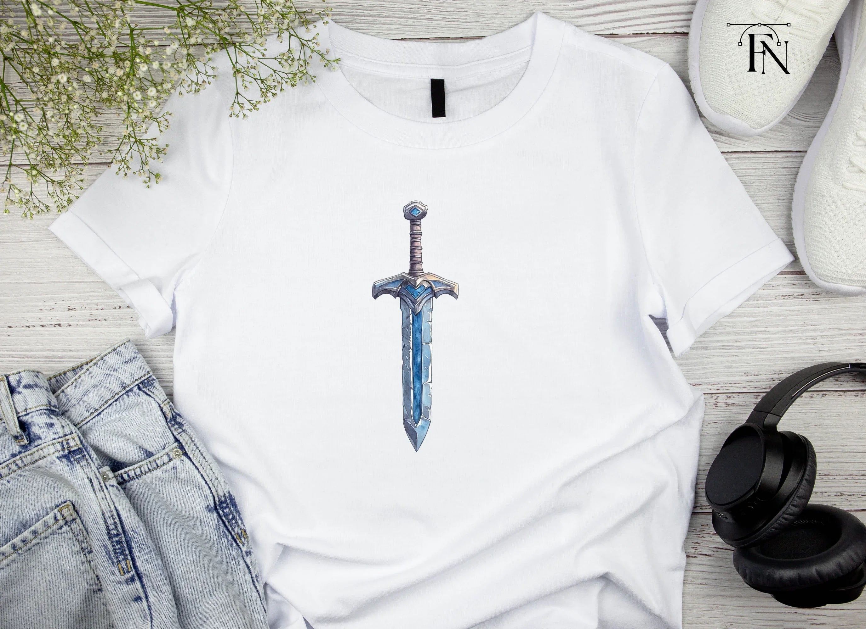 Fantasy Ice Sword Clipart Bundle