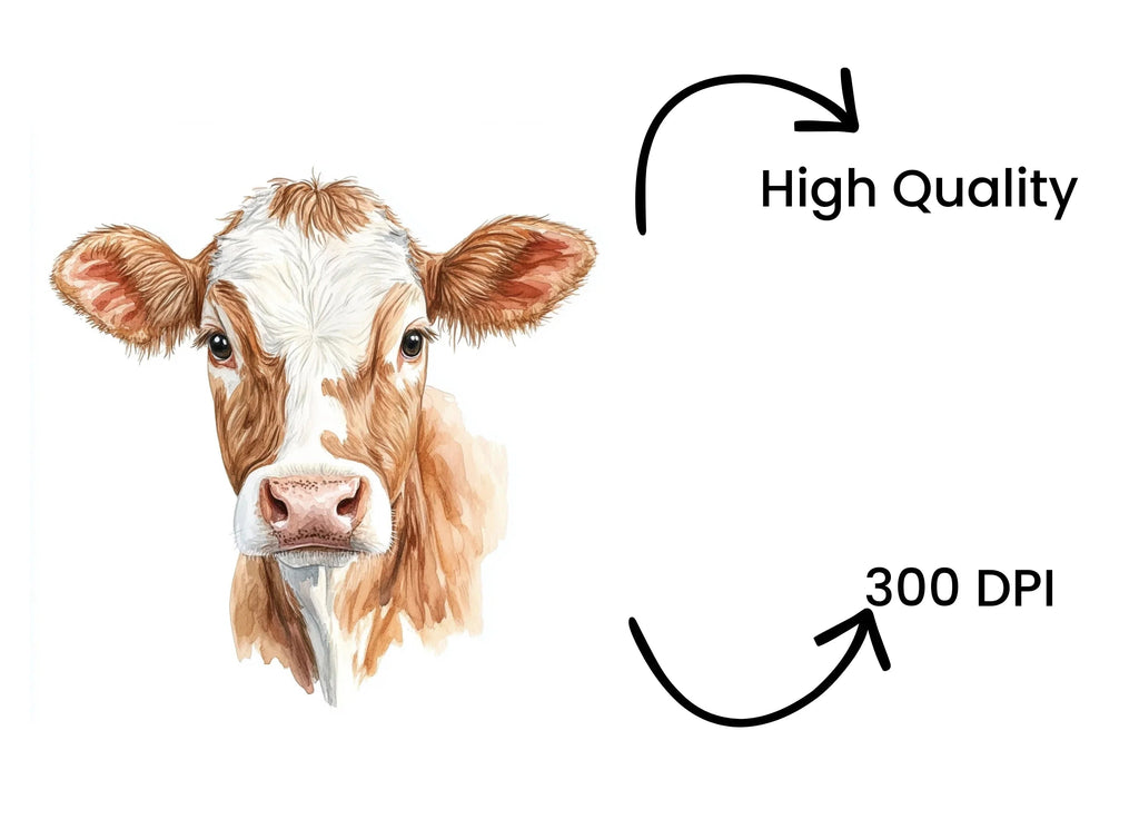Realistic Cow Faces Clipart Bundle