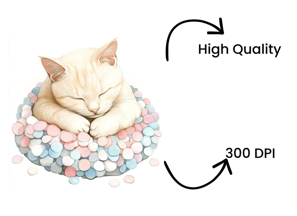 Sleeping Kitten on Candy Clipart Bundle