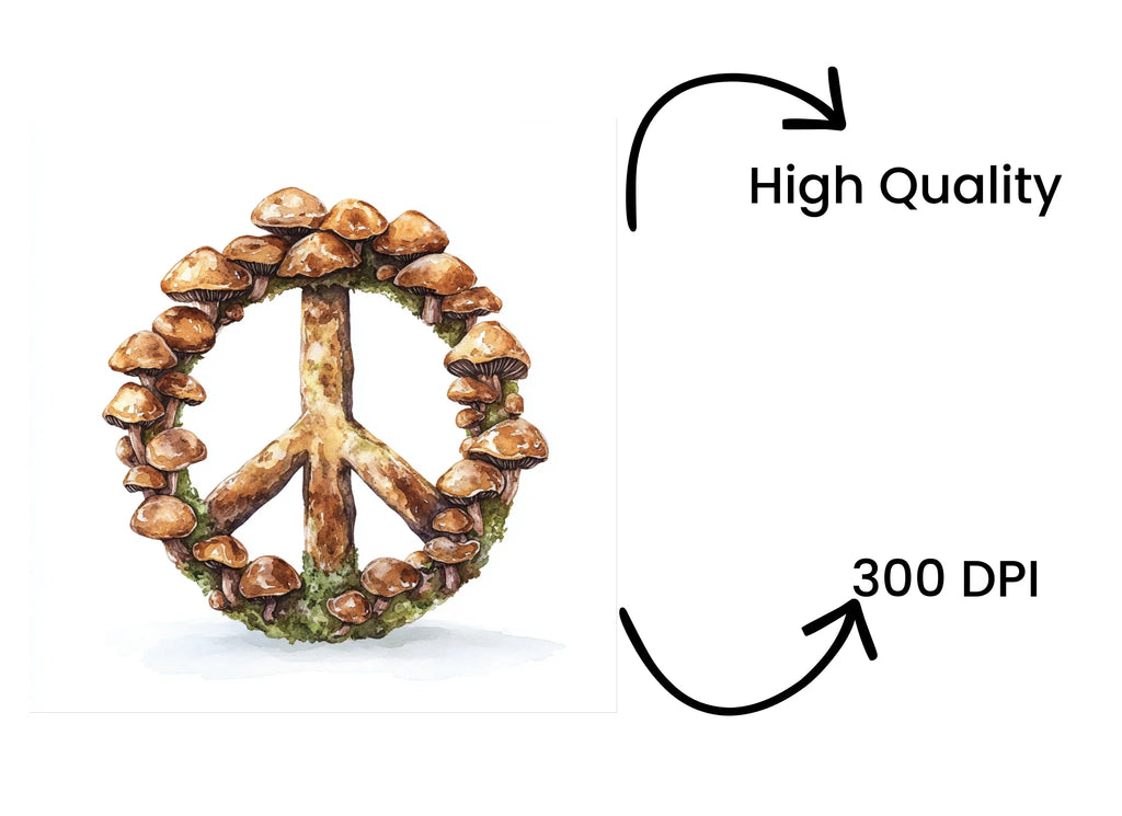 Mushroom Peace Sign Clipart Bundle