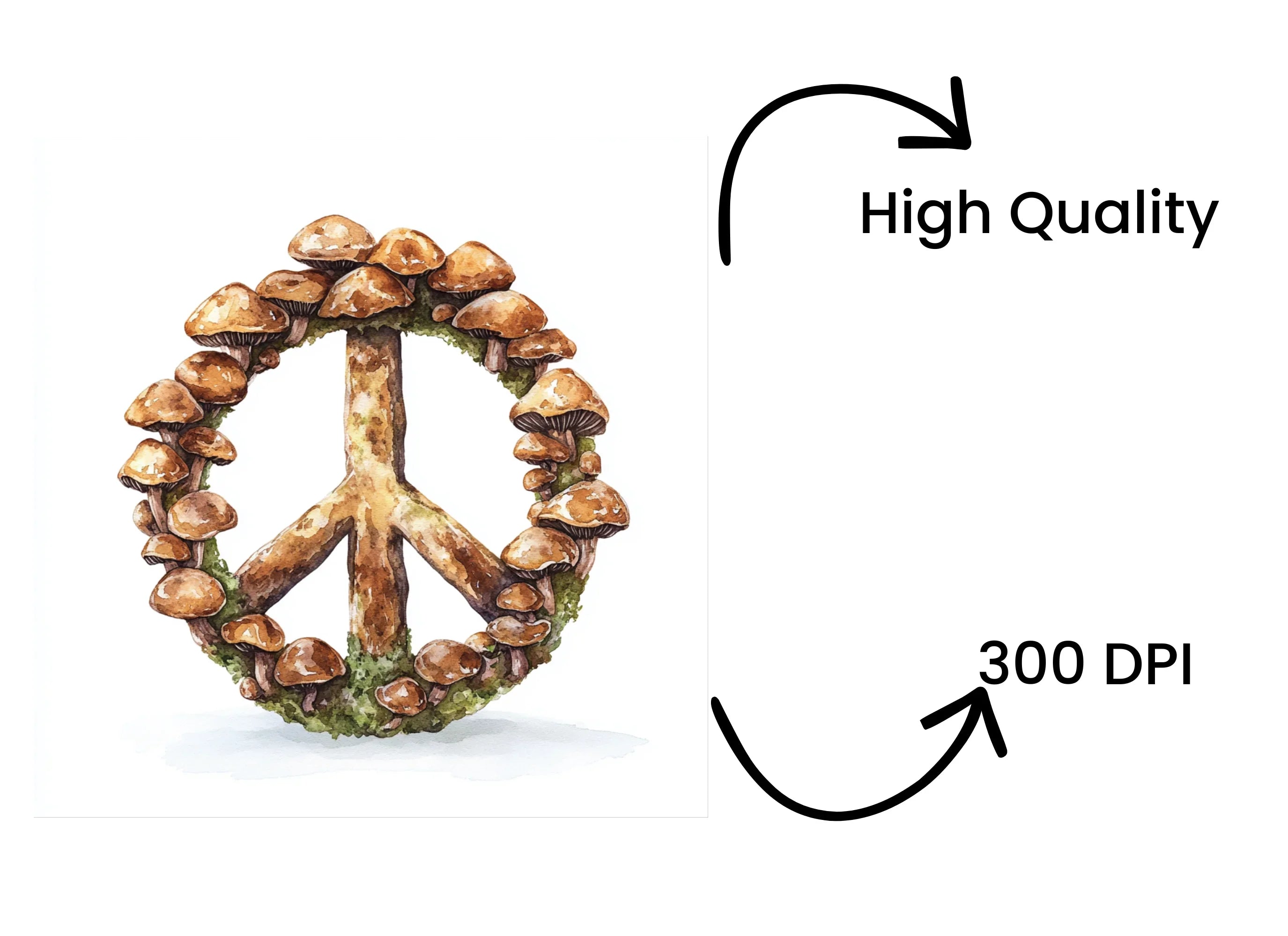 Mushroom Peace Sign Clipart Bundle