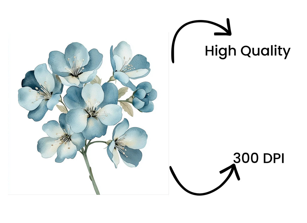 Blue Floral Clipart Bundle