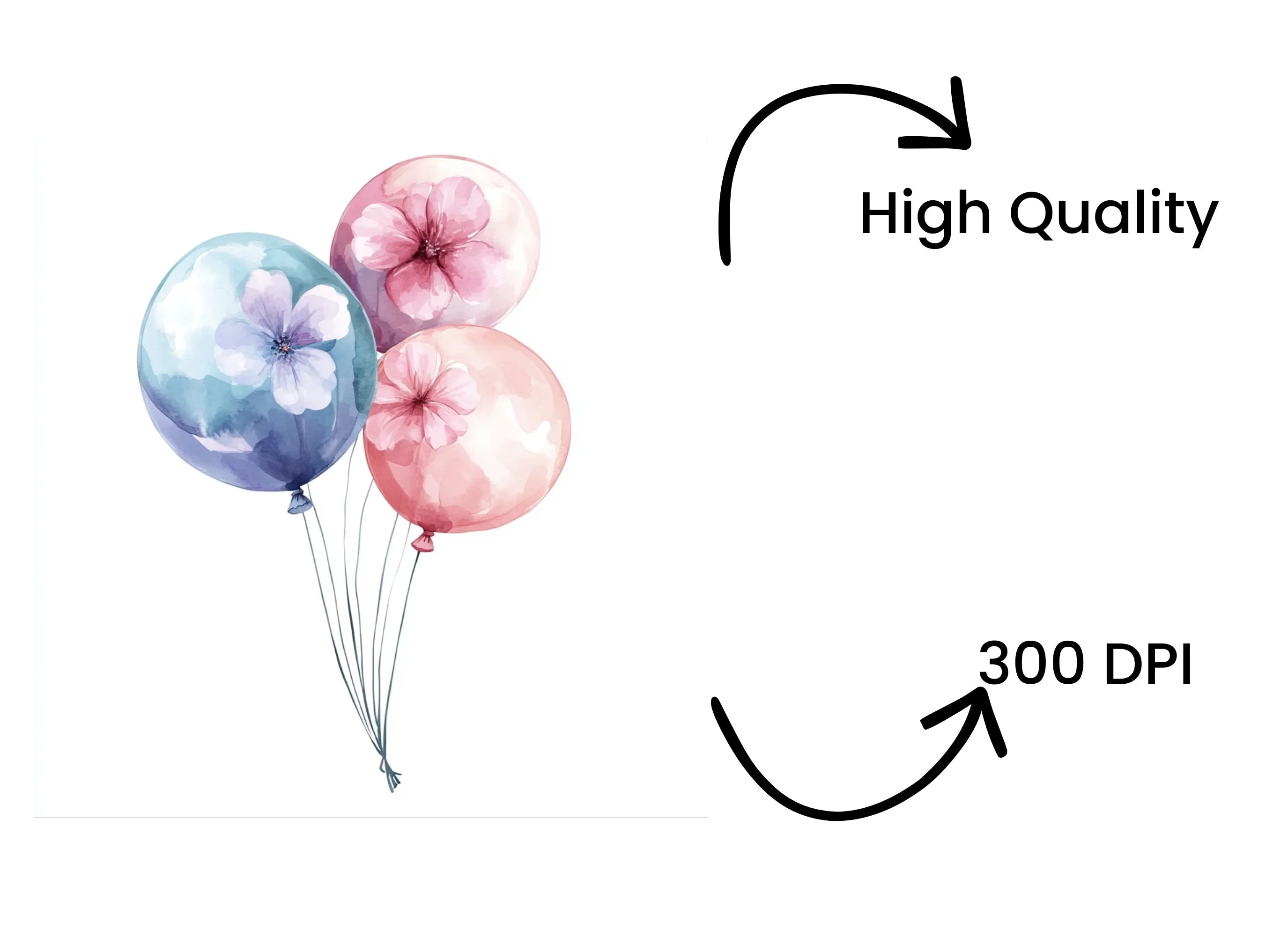 Floral Balloons Clipart Bundle