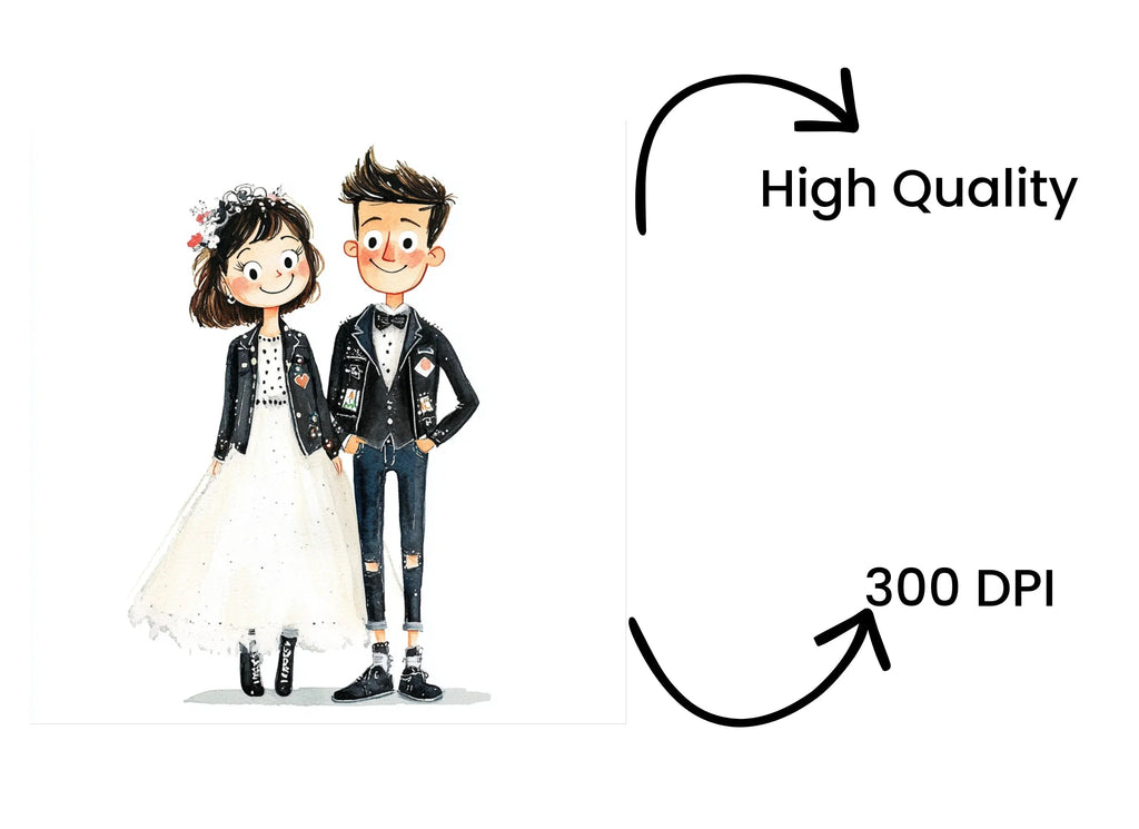 Punk Rock Wedding Illustration Clipart Bundle