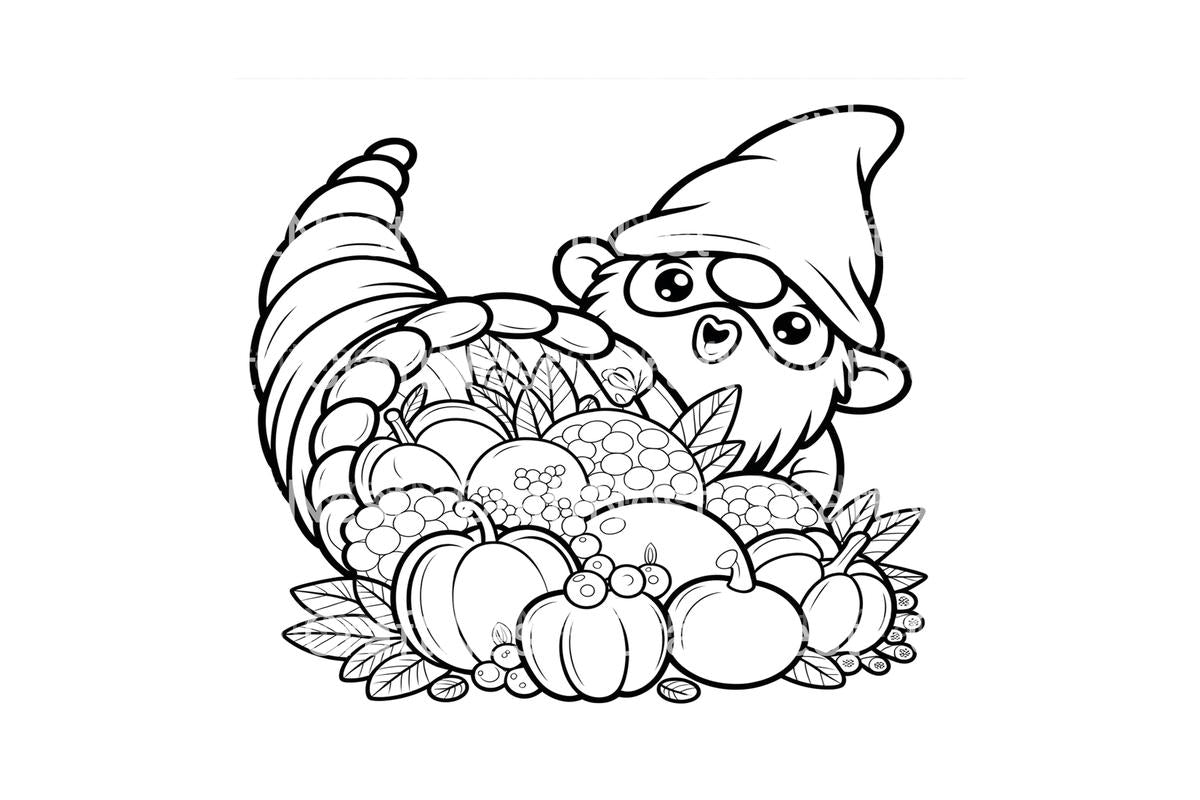 Thanksgiving Gnomes Cornucopia Coloring Books