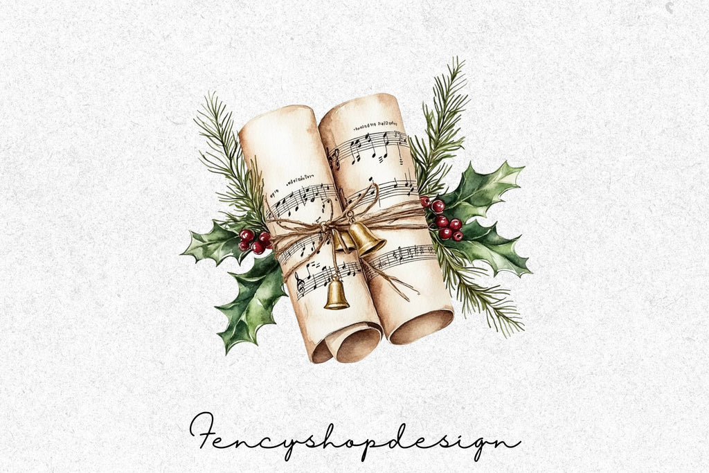 Christmas Carol Music Sheets Clipart Bundle