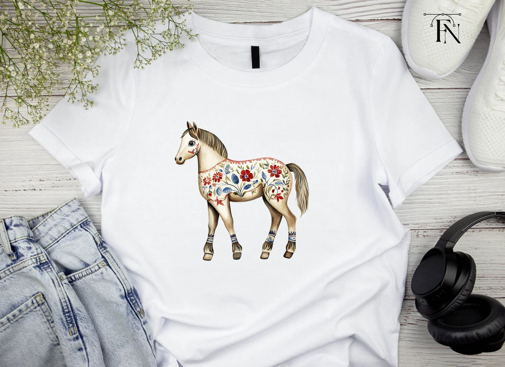 Floral Painted Horses Clipart Bundle