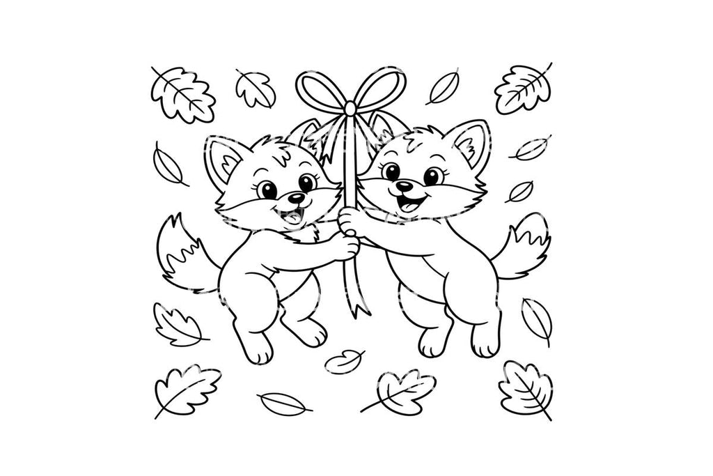 Cute Fox Family Autumn Coloring Books