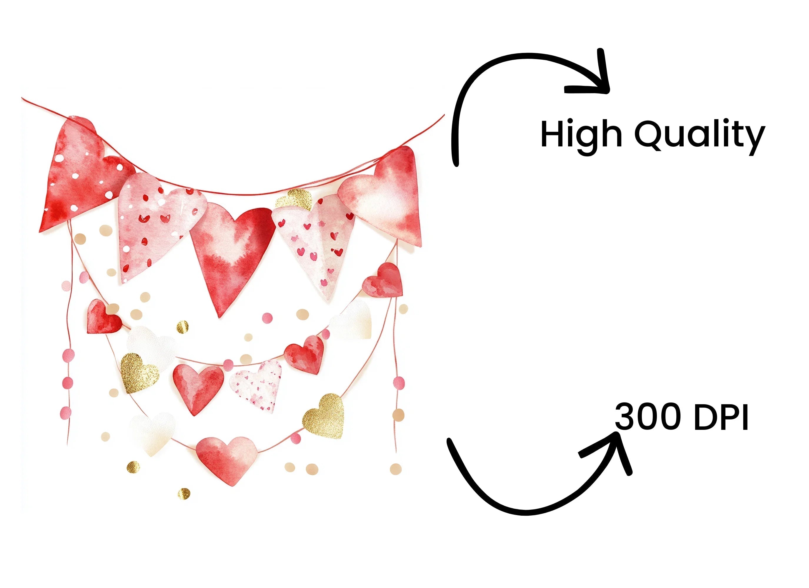 Valentine Heart Banners Clipart Bundle