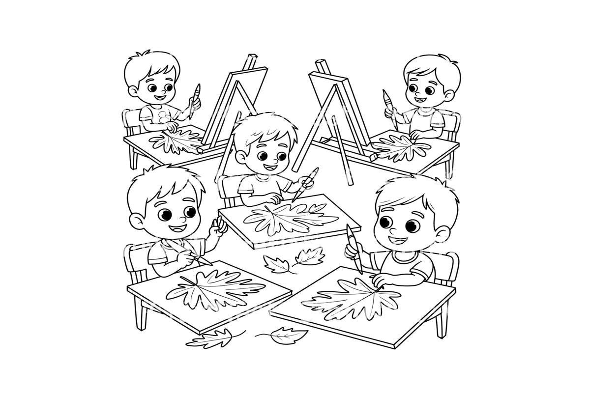 Kids Autumn Leaf Class Coloring Books