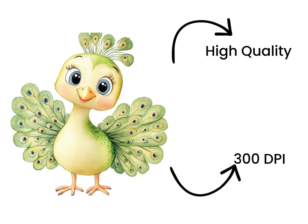 Charming Peacock Bird Clipart Bundle