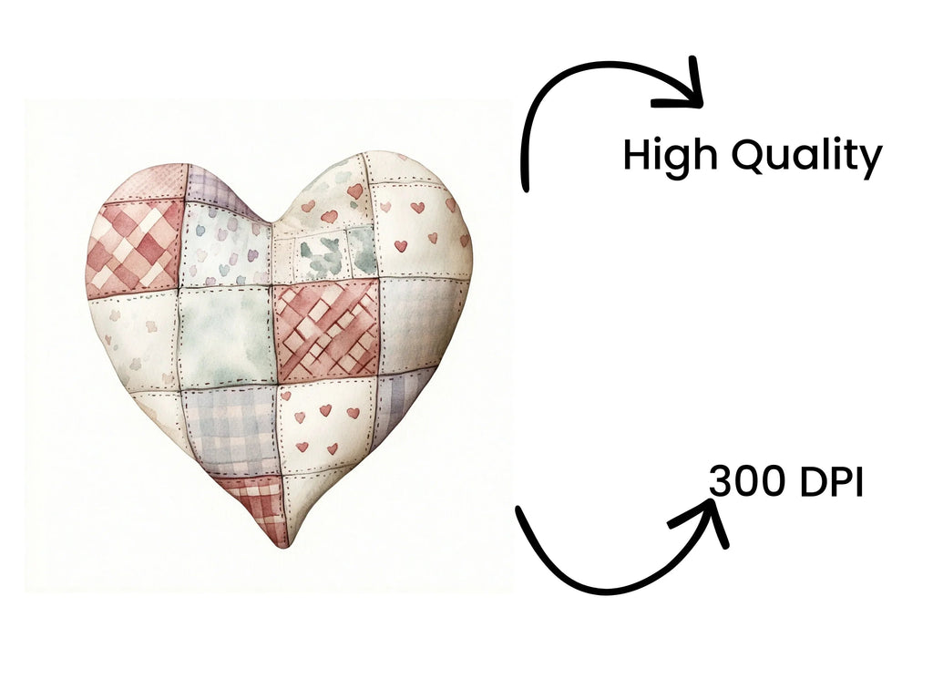 Quilted Hearts Clipart Bundle